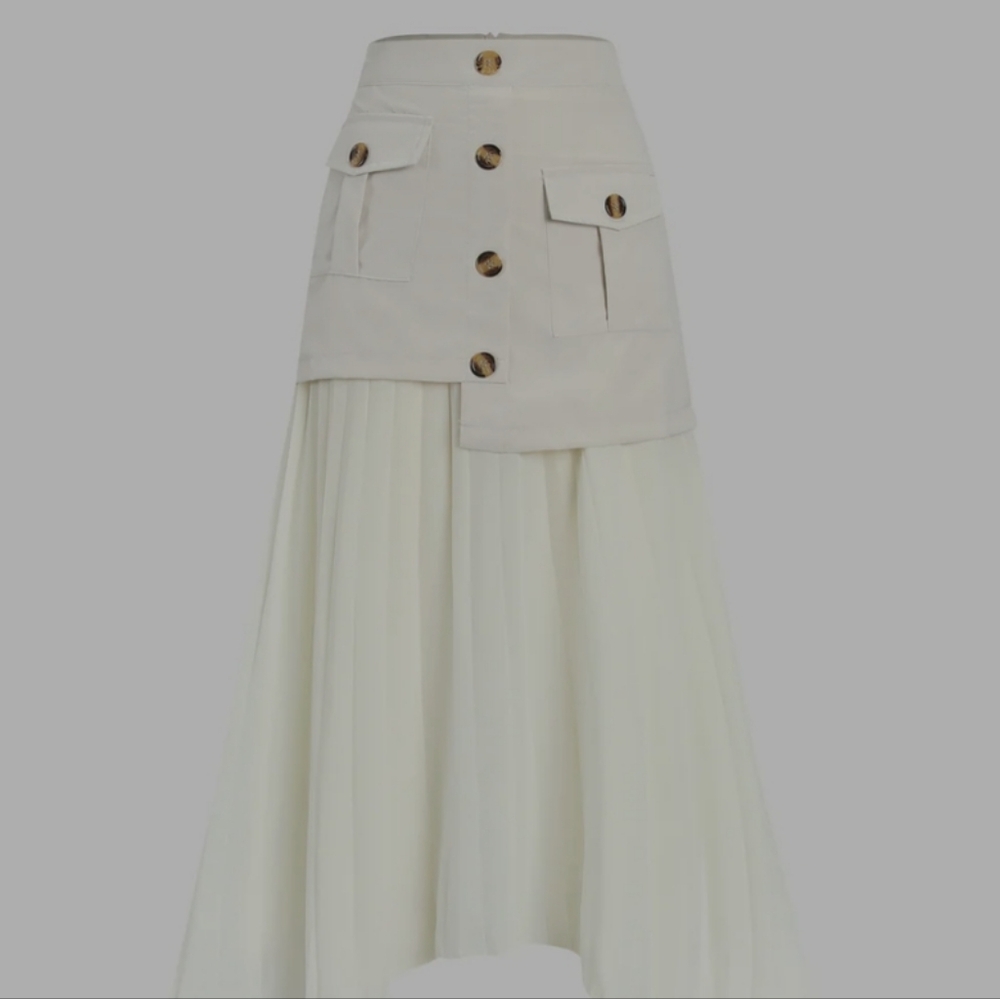 Commense - Patchwork Asymmetrical Pleated Buttone… - image 3